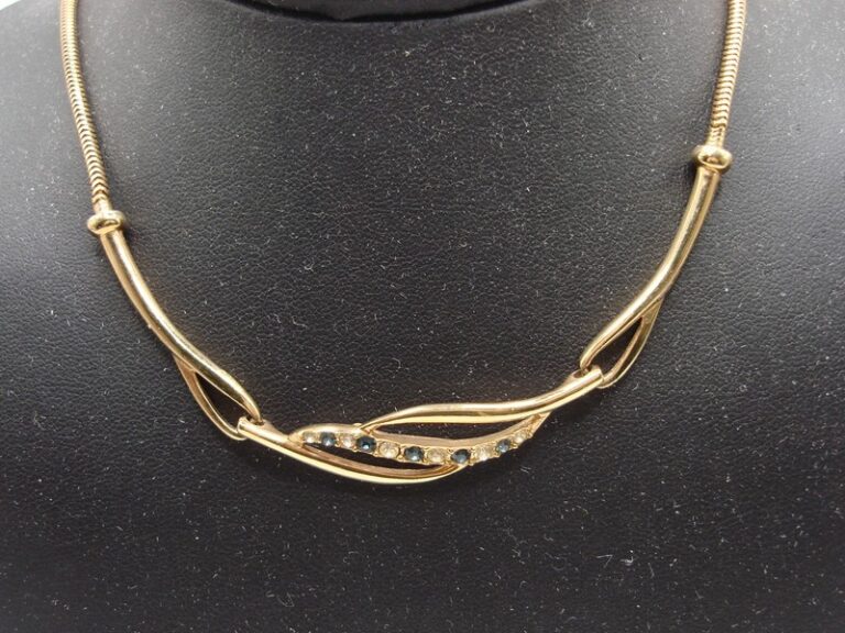 Vintage Vendôme gold-tone snake chain necklace with rhinestones