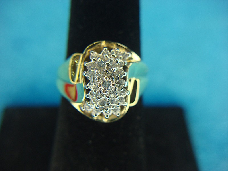 Sterling silver and gold vermeil ring with diamonds, size 7
