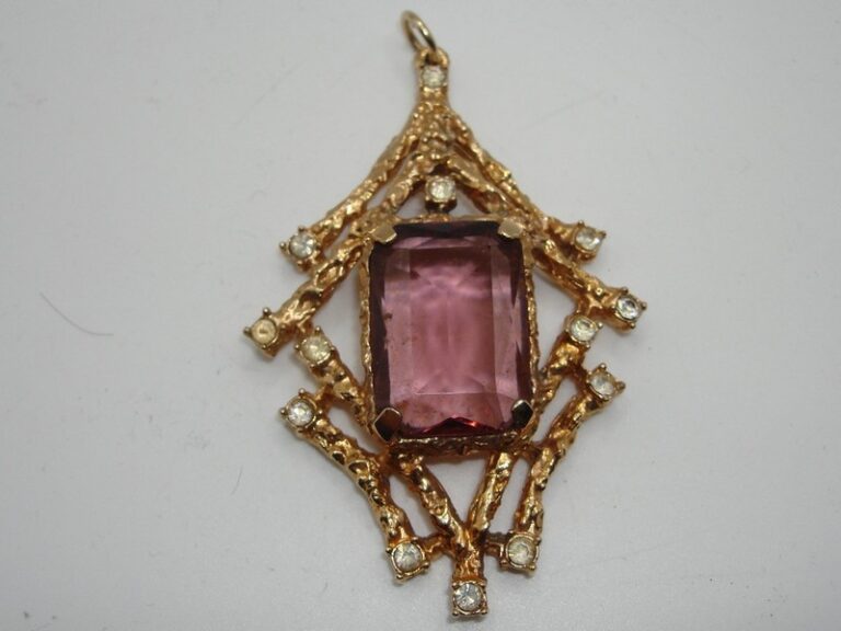 Vintage Sarah Coventry Amethyst Rhinestone Pendant (1960s) - Rare Find!