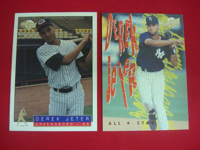 Derek Jeter rookie cards from Fleer Excel, Greensboro Hornets #106 and Tampa Yankees #5