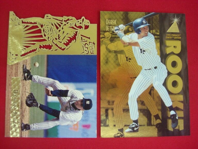 Derek Jeter rookie card lot featuring a 1995 Pinnacle Zenith Foil and a 1996 Topps Laser Gold