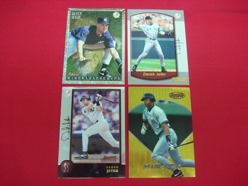 Derek Jeter Bowman Baseball Card Lot (4 Cards) - New York Yankees