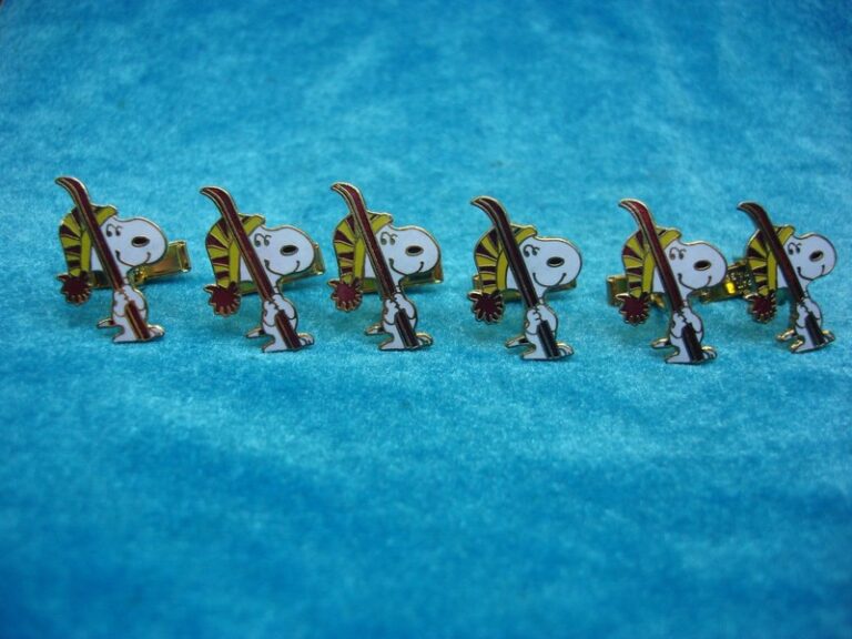 Vintage Snoopy Skiing Cufflinks - Peanuts 3-Pair Set
