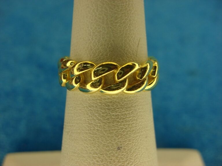 Sterling Silver Chain Pattern Ring with Gold Vermeil - Size 5
