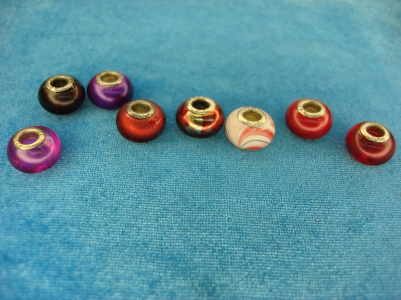 Authentic Murano Glass Charm Beads (8 PC Lot) w/ Sterling Silver Cores