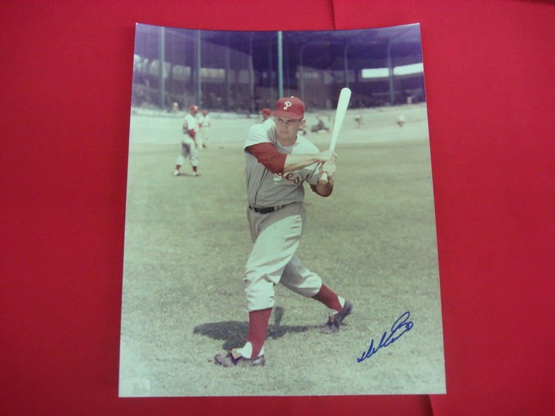 Del Ennis signed 8x10 photo, official MLB, Philadelphia Phillies
