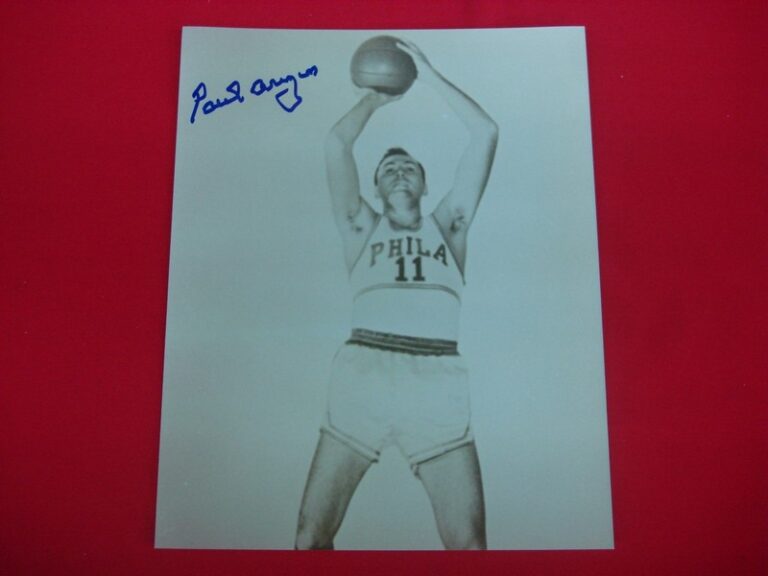 Signed 8x10 photo of Paul Arizin, Philadelphia Warriors legend and Hall of Famer.