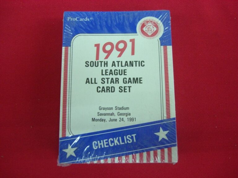 1991 ProCards South Atlantic League All-Star Game card set featuring Chipper Jones, Carlos Delgado, and Mike Lieberthal
