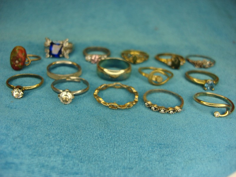 Vintage fashion rings, lot of 15, unique and unusual styles under $3 each.