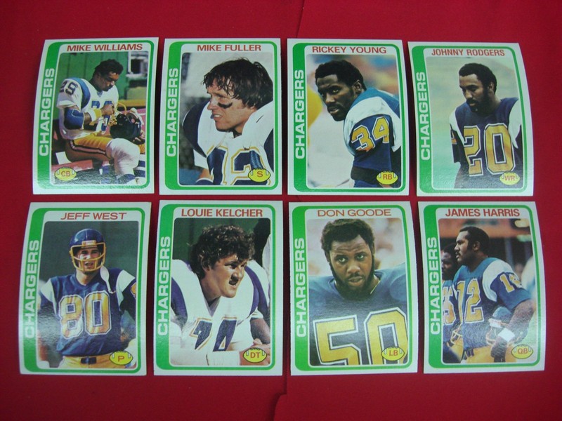 Vintage 1978 Topps San Diego Chargers football card lot