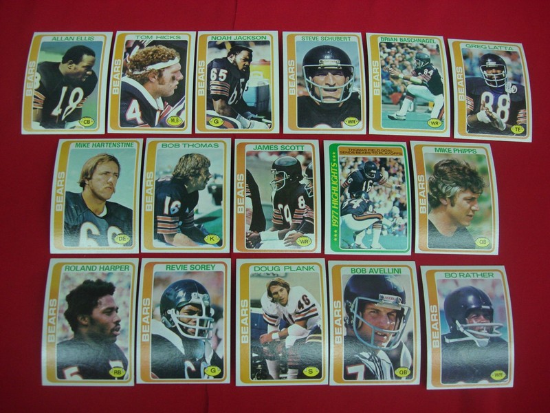 Vintage 1978 Topps Chicago Bears Football Card Lot