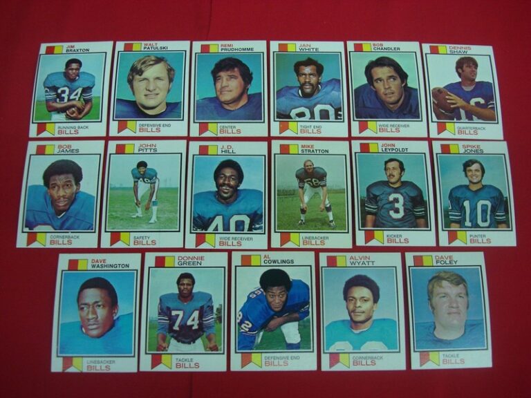 Vintage 1973 Topps Buffalo Bills football trading cards in excellent to mint condition.