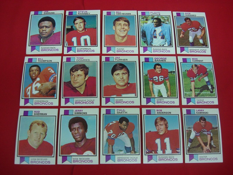 Vintage 1973 Topps Denver Broncos Football Card Lot