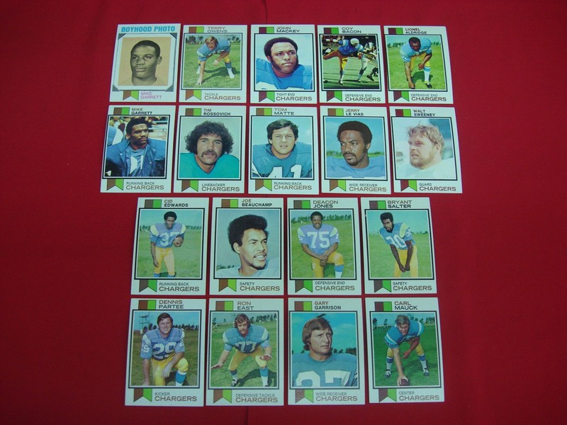 1973 Topps San Diego Chargers Football Card Lot