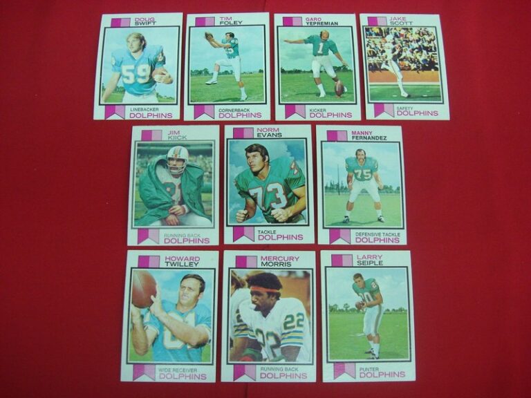 Vintage 1973 Topps Miami Dolphins Football Card Lot