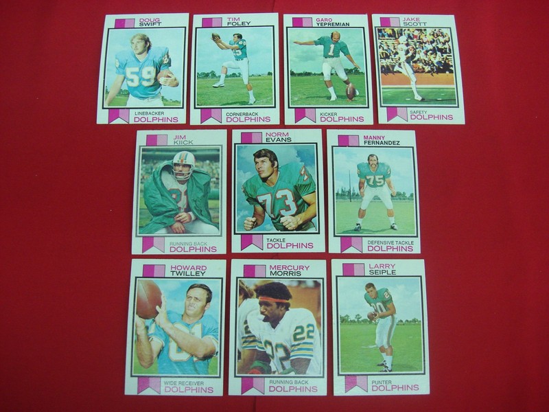 Vintage 1973 Topps Miami Dolphins Football Card Lot