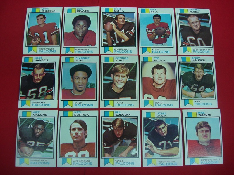 Vintage 1973 Topps Atlanta Falcons football card lot of 15 cards in excellent to mint condition.