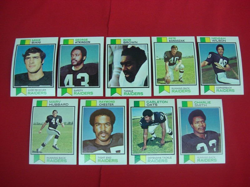 Vintage 1973 Topps Oakland Raiders Football Card Lot