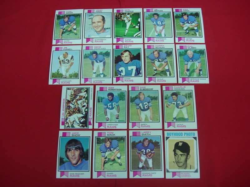 1973 Topps Los Angeles Rams Football Card Lot