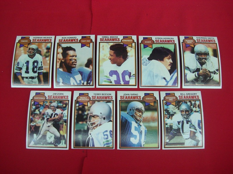 Lot of 9 vintage 1979 Topps Seattle Seahawks football cards in excellent to mint condition