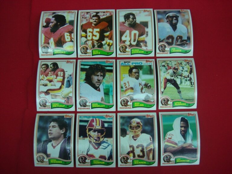Lot of 12 1982 Topps Washington Redskins football cards in excellent to mint condition