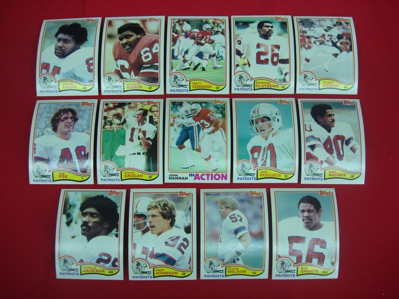 1982 Topps New England Patriots Football Card Lot