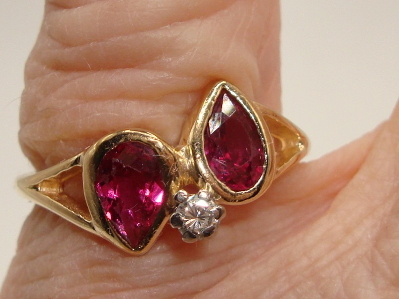 14K Gold Ruby & Diamond Accent Ring (Size 6) - Vintage Sparkle