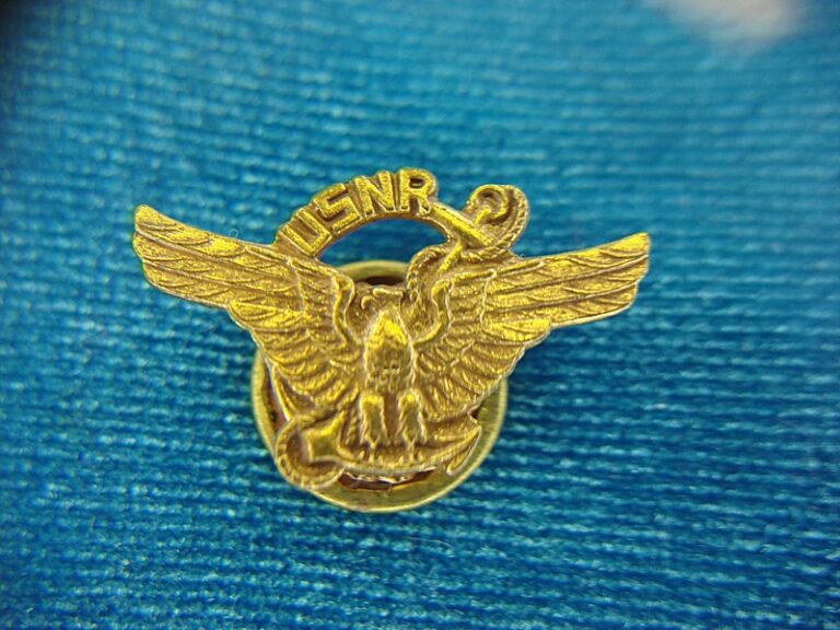 Vintage US Navy Reserve Eagle Spread Wing Collar Pin - Gold Tone
