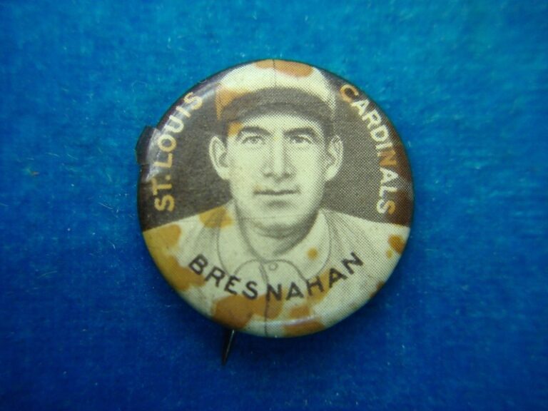 Vintage Sweet Caporal baseball pin featuring Bresnahan of the St. Louis Cardinals