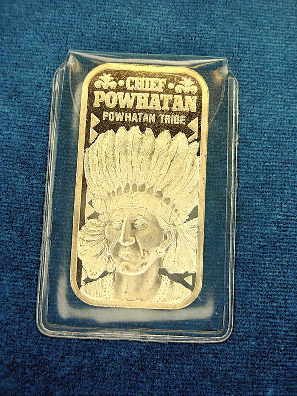 Limited Edition Chief Powhatan 20g .999 Fine Silver Bar