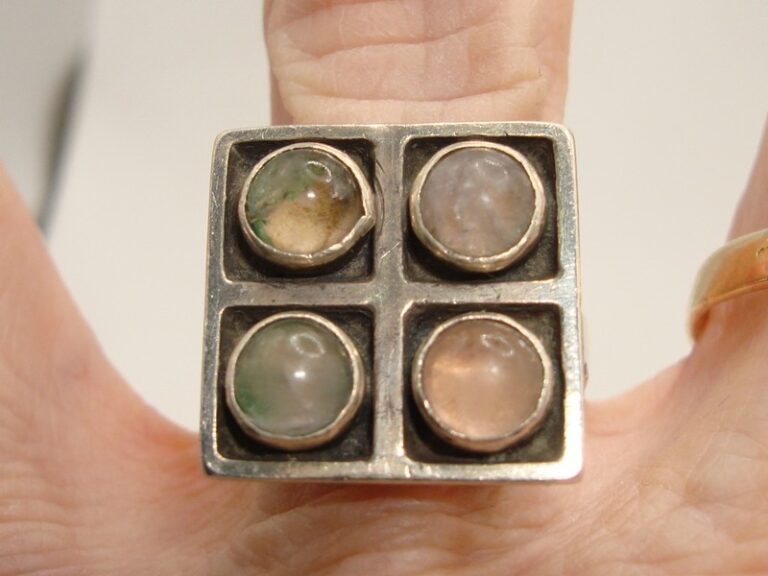 Vintage modernist moonstone ring in 835 silver, size 9