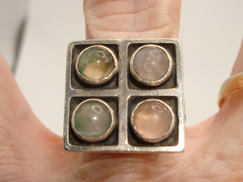 Vintage modernist moonstone ring in 835 silver, size 9