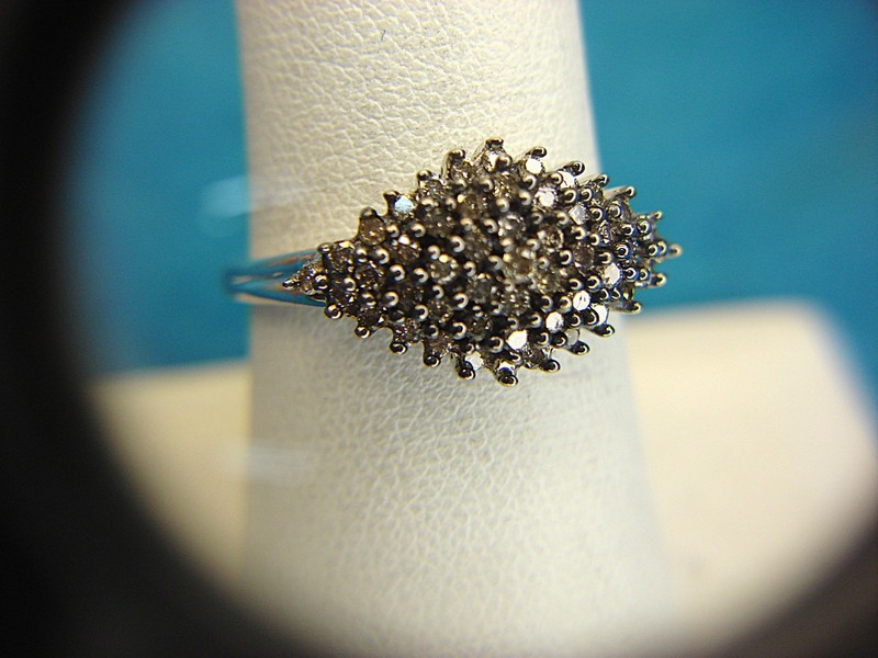 Sterling silver waterfall diamond ring, size 8, pre-owned