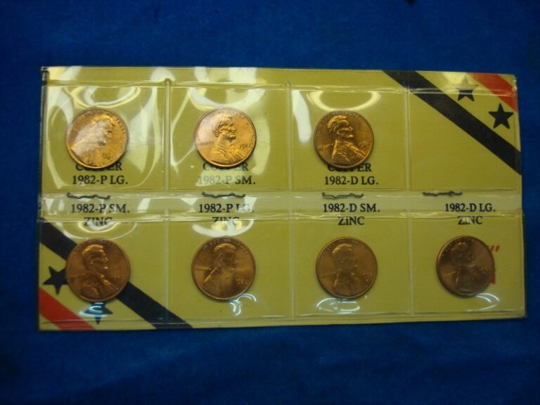 1982 Lincoln Cent Variety Set of Seven Uncirculated Coins