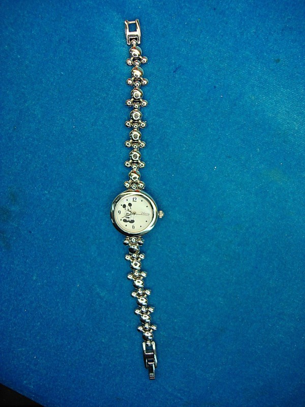 Authentic Disney Mickey Mouse quartz watch for women with MOP dial and silver-tone bracelet