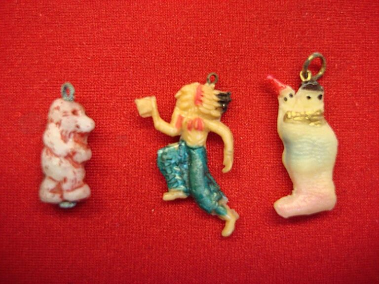 Set of three vintage 1940s Cracker Jacks celluloid figures