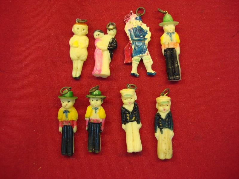 Set of eight vintage Cracker Jacks celluloid figures from the 1940s