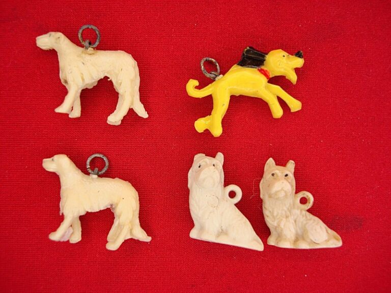 Set of 5 vintage celluloid dog figurines