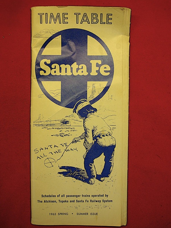 Vintage 1965 Santa Fe Railway Timetable