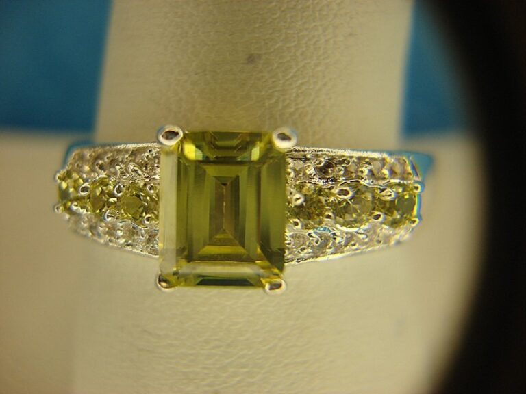 Sterling silver citrine ring with accented stones, size 10 1/4