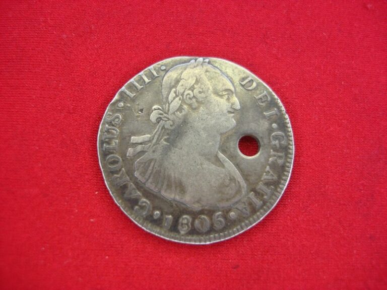 1805 Guatemala 4 Reales Charles II Silver Coin - Holed - Numismatic Antique