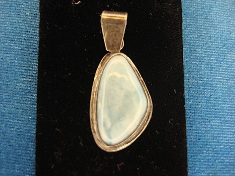 Vintage Sterling Silver Larimar Pendant - Dominican Republic Gemstone