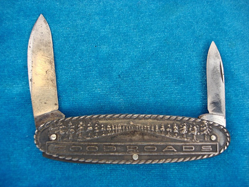 Vintage Good Roads Machinery Co. Pocket Knife - Silver Plate, Two Blades