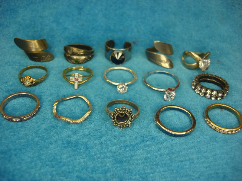 Lot of 15 vintage fashion rings, mix of styles and eras from estate finds