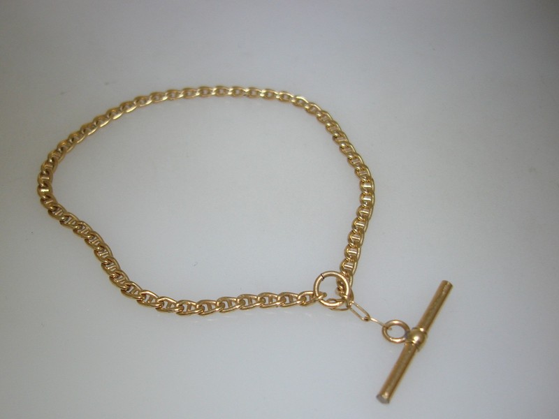 Vintage Krementz gold-filled watch chain, 1950s-60s, T-bar clasp