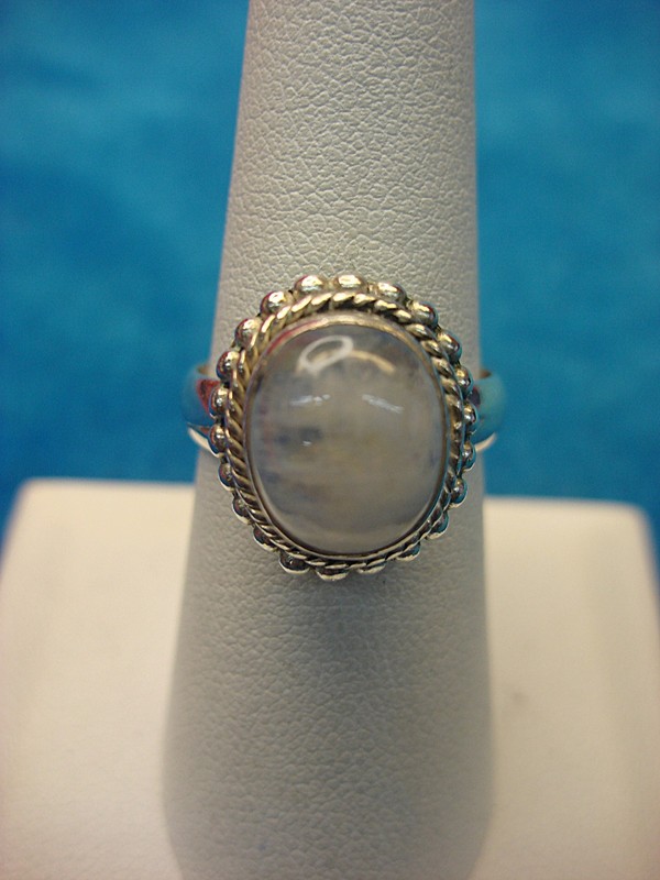 Sterling Silver Moonstone Ring - Size 8