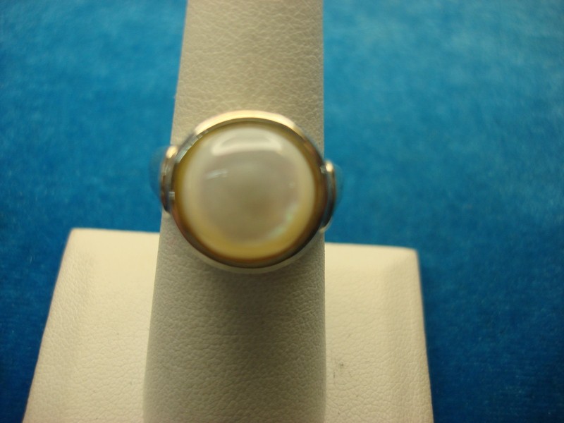 Sterling silver moonstone ring, size 6 3/4