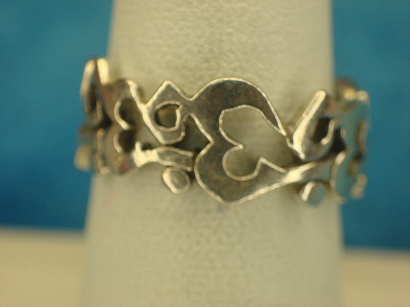 Vintage sterling silver filigree heart ring, size 7