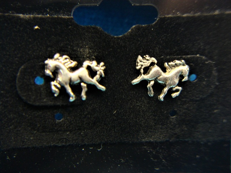 Sterling Silver Horse Stud Earrings