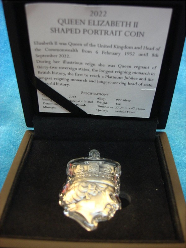 2022 Ascension Island 1oz .999 Silver Shaped Coin of Queen Elizabeth II